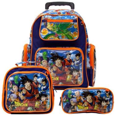 Imagem de Mochila Masculino Infantil Dragon Ball Azul com Rodinhas - TOYS 2U