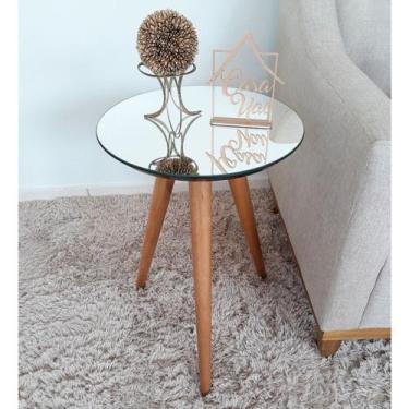 Imagem de Mesa Lateral Tampo Espelhado 60x40cm Pés Palito Marrom - Casa Uai