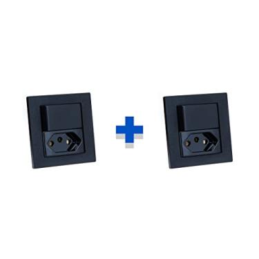 Imagem de Kit Espelhos de Tomadas Duplo Reto 2 Tom 10A 2 Interruptor COR:PRETO