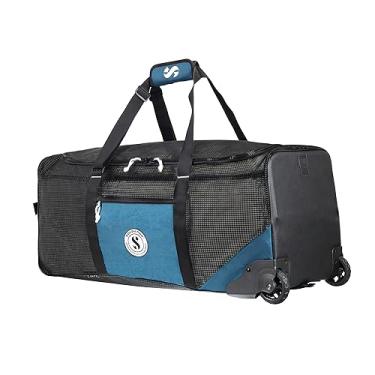 Imagem de SCUBAPRO Bolsa de mergulho esportiva Mesh 'N Roll com 100 rodas com alças duplas e alça de transporte superior ajustável para equipamento de mergulho, tecido de cor azul jeans