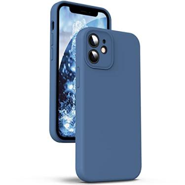 Imagem de Supdeal Capa de silicone líquido para iPhone 12 Mini, [proteção da câmera] [antiimpressão digital] Capa protetora de 4 camadas para celular, capa de microfibra integrada, 5,4 polegadas, azul claro