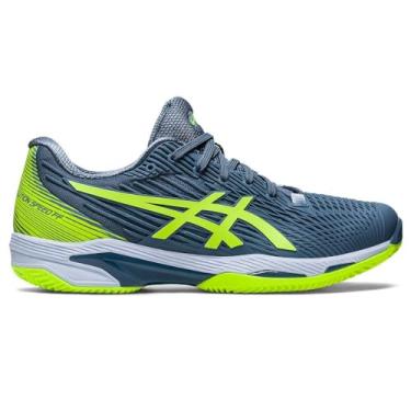 Imagem de Tenis ASICS Solution Speed FF 2 Clay (Saibro) Masculino Azul Aço e Verde Neon Modelo 2023 (br_footwear_size_system, adult, numeric, numeric_44)
