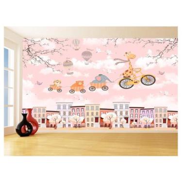 Imagem de Papel De Parede 3D Infantil Nuvens Girafa Babê 3,5M s353 - Você Decora