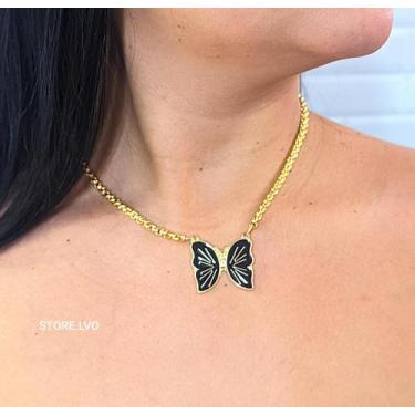 Imagem de Colar Feminino Corrente Malha Veneziana Folheado Ouro com Pingente Bor