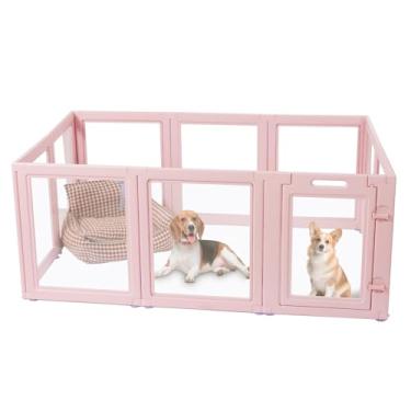 Imagem de LoveTail Casa De Cercadinho Para Cachorro De Acrílico Transparente Faça Você Mesmo, Montagem E Desmontagem Rápida E Fácil, Forte Sucção No Piso, Uso Interno E Externo, Cerca Para Filhotes De Fácil