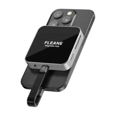 Imagem de FLEANE Estação de ancoragem magnética Tpye-C Hub USB C 8 em 1, PD100W/USB3.2 10Gbps/ SD/TF/HD 4K @60Hz/3,5 mm áudio para iPhone 15 16 Pro Max Plus, MacBook Air Pro e outros dispositivos tipo C