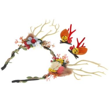 Imagem de TOYANDONA Conjunto de Acessórios de Cabelo de : Clipe de Cabelo com Chifres de Rena e Tiara de Rena, Tiara de Chifre Plástico para Cosplay, Halloween, Festas de Fim de Ano, Multicolorido