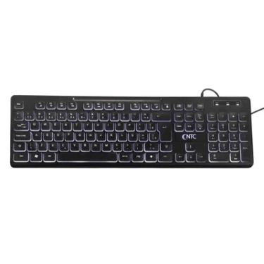 Imagem de Teclado Office Ntc Retroiluminado Membrana LED Branco C/fio Abnt2 Preto