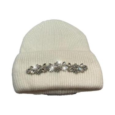 Imagem de Chapéu de Inverno Feminino com Pele de Coelho - Gorro de Malha Quente,