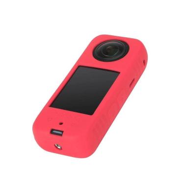 Imagem de Capa Silicone Vermelha + Alça De Segurança Para Insta360 X3