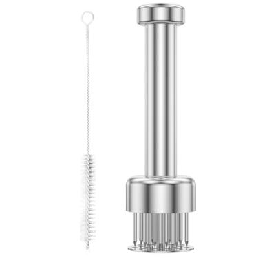 Imagem de Ferramenta de amaciador de carne, 21 agulhas de aço inoxidável, piercing de carne, bife amaciante, carne, frango, porco, churrasco, marinado, moedor de carne pequeno (5,6 x 5,6 x 19 cm)