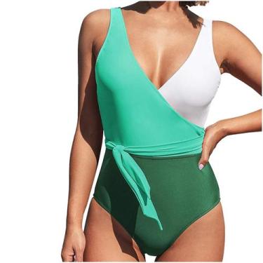 Imagem de Biquíni feminino sólido push-up acolchoado Swimwear Beachwear Maiô de 