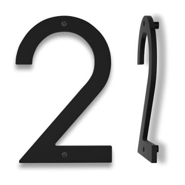 Imagem de Números de casa de 25 cm para ambientes externos modernos | Números de casas grandes para uso externo | Números de endereço pretos Números/placas de endereço residencial à prova de ferrugem Números de