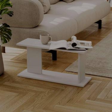 Imagem de Mesa de Apoio Livn Branca 30x25x65cm para Sala e Quarto