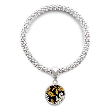 Imagem de DIYthinker Pulseira de prata com pingente de crisântemo asiático estilo japonês chinês corrente ajustável