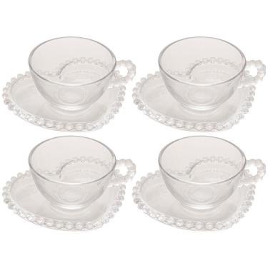 Imagem de Conjunto com 4 Xícaras e Pires para Chá Wolff Pearl Coração em Cristal - 180 ml