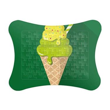 Imagem de Green Matcha Casquinha de sorvete, picolé, moldura de quebra-cabeça para decoração de imagem