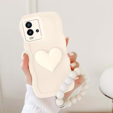 Imagem de Capa de telefone ondas cardíacas para vivo y35 v23e y76 y50 y22s v25e y78 y15s y02 y75 5g y55 v25 v21 v20 y77 y20s y22 v23 capa macia, branca, para y20