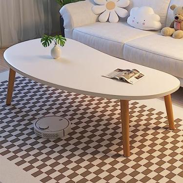 Imagem de Mesa De Centro Pequena Mesa De Centro Moderna Mesa De Centro Rústica De Fazenda Mesa De Centro Oval De Meados Do Século Mesa De Centro Com Destaque Retrô Para Sala De Estar Fácil Montagem,Branco,1