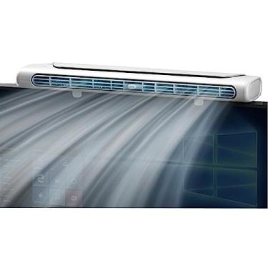 Imagem de Ventilador de monitor USB portátil cama ar condicionado 4000mAh pendurado ventiladores de mesa elétricos para escritório em casa mesa de mesa refrigerador clipe ventilador de torre, branco, 353 * 75,7 mm