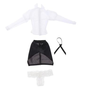 Imagem de Conjunto de roupas de boneca feminina 1/6, terno completo, blusa de manga comprida, saia, gravata artesanal, fantasia para figura de ação feminina de, Cinza escuro