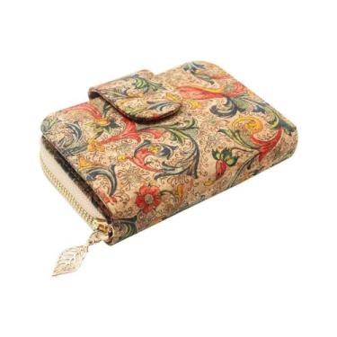 Imagem de Carteira de cortiça vegana, bolsa feminina Boshiho design fino com zíper e porta-cartões bolsa de bolso para moedas presente vegano ecológico, C multicolorido, 11.5*2.5*10CM, Retrô