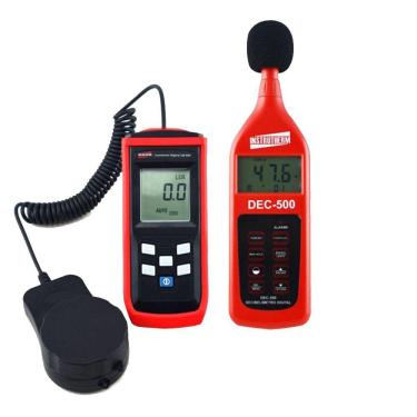 Imagem de Kit Luxímetro Digital Intensidade Luz 50 Leituras Sonômetro Digital Sonoro Acústica Ponderação Leq Instrutherm