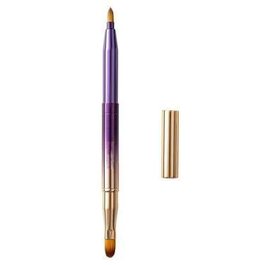 Imagem de Requintados aplicadores profissionais de pincel labial - Pincéis de batom retráteis - Pincel de maquiagem brilhante para mulheres e meninas (roxo gradiente de duas cabeças)