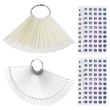 Imagem de Nail Display Sticks Tips Fan Shape Nails Art Polish Practise Training Tool 50Pcs Natural & 50Pcs Clear with Detachable Ring Holder