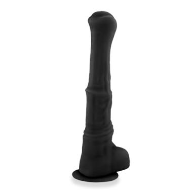 Imagem de Pênis Gigante e Grosso Flexível com Escroto e Ventosa Garanhão 40 x 8cm Preto