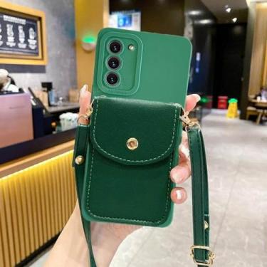 Imagem de Capa carteira crossbody com suporte para cartão, capa de silicone para samsung galaxy s21 s23 s20 fe s22 s24 plus ultra, kbgs verde, para s21 plus