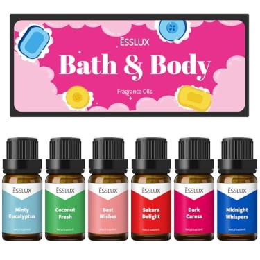 Imagem de Fragrance Oils, ESSLUX Bath & Body Scented Essential Oils for Diffusers for Home, Premium Soap Candle Making Scents, Aromatherapy Oils Gift Set,10ml*6 - Coconut Fresh, Minty Eucalyptus, and More