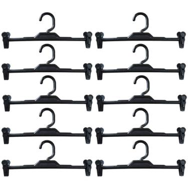 Imagem de Kit 10 Cabides com Presilha Preto Plástico para Saias Bermudas Lojas Expositor