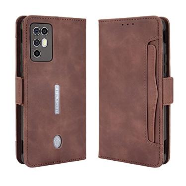 Imagem de Capa para ZTE Nubia Red Magic 6R, capa carteira de couro flip à prova de choque com suporte para cartão para ZTE Nubia Red Magic 6R (marrom)