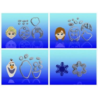 Imagem de Cortador Kit Frozen Ana e Elsa Olaf e Floco Tamanho 5cm