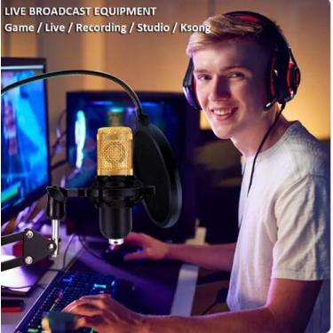 Imagem de Microfone Condensador Studio Gravação YouTuber Gamers Completo - Lelon