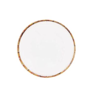 Imagem de Jogo 8 Pratos Sobremesa 22cm Borda De Bambu Melamina Branco