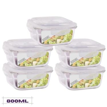 Imagem de Conjunto 5 Potes Quadrado Mantimentos Vidro 800 ml - Quality house