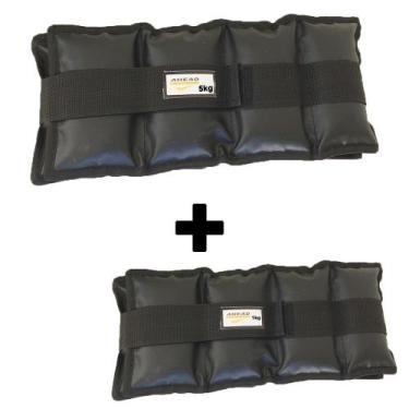 Imagem de Kit Pares De Caneleiras tornozeleiras 5kg 1kg Pretas - Ahead Sports, P