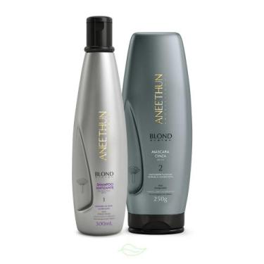 Imagem de Kit Aneethun Blond System Shampoo Matizante e Máscara Cinza