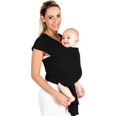 Imagem de Baby Sling Mamãe Canguru Malha 100% Algodão - Rafaloro Enxovais, Preto