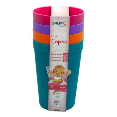 Imagem de Kit Com 4 Copos Coloridos 380 Ml Para Meninas Sana Babies 