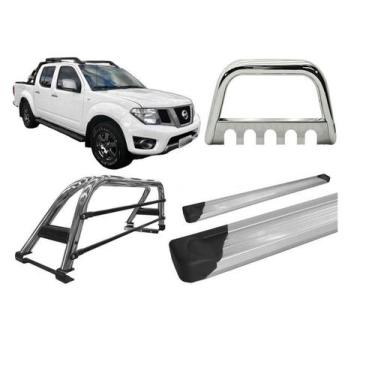 Imagem de Kit Quebra Mato Santo Antônio Estribo Frontier 08/2016 Cromado - HOZZ