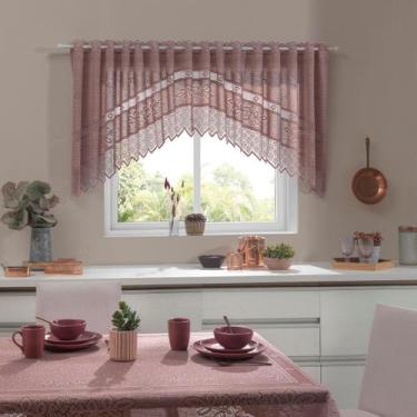 Imagem de Cortina de Cozinha em Cascata de Renda Color 3m x 1m - Interlar, Rose