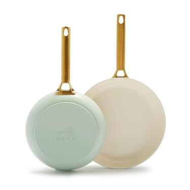 Imagem de GreenPan Conjunto de frigideiras de cerâmica antiaderente antiaderente antiaderente Reserve de 25,4 cm e 30,5 cm, alça dourada, sem PFAS, pode ser lavado na lava-louças, seguro para forno, Julep