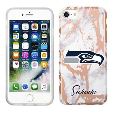 Imagem de Prime Brands Group Capa de celular para Apple iPhone 8/7/6S NFL licenciado Seattle Seahawks, mármore branco e ouro rosa