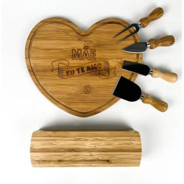 Imagem de Presente de Dia das Mães - Mãe Eu Te Amo - Kit para Queijo em Bambu - 