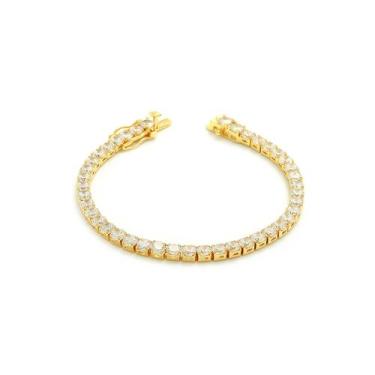 Imagem de Pulseira Riviera 4 Grifas Banho De Ouro Zircônias 4mm - xingyu, Branco