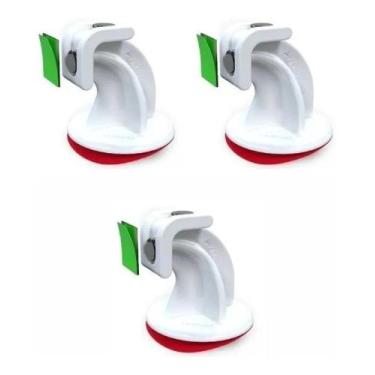 Imagem de Prendedor Fixador Trava Porta Magnético Adesivo Branco 3un - Plasnatur