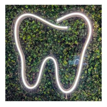 Imagem de Painel Neon Dente  Branco Frio 35x35 Cm Em Acrilico - ArtStudio 